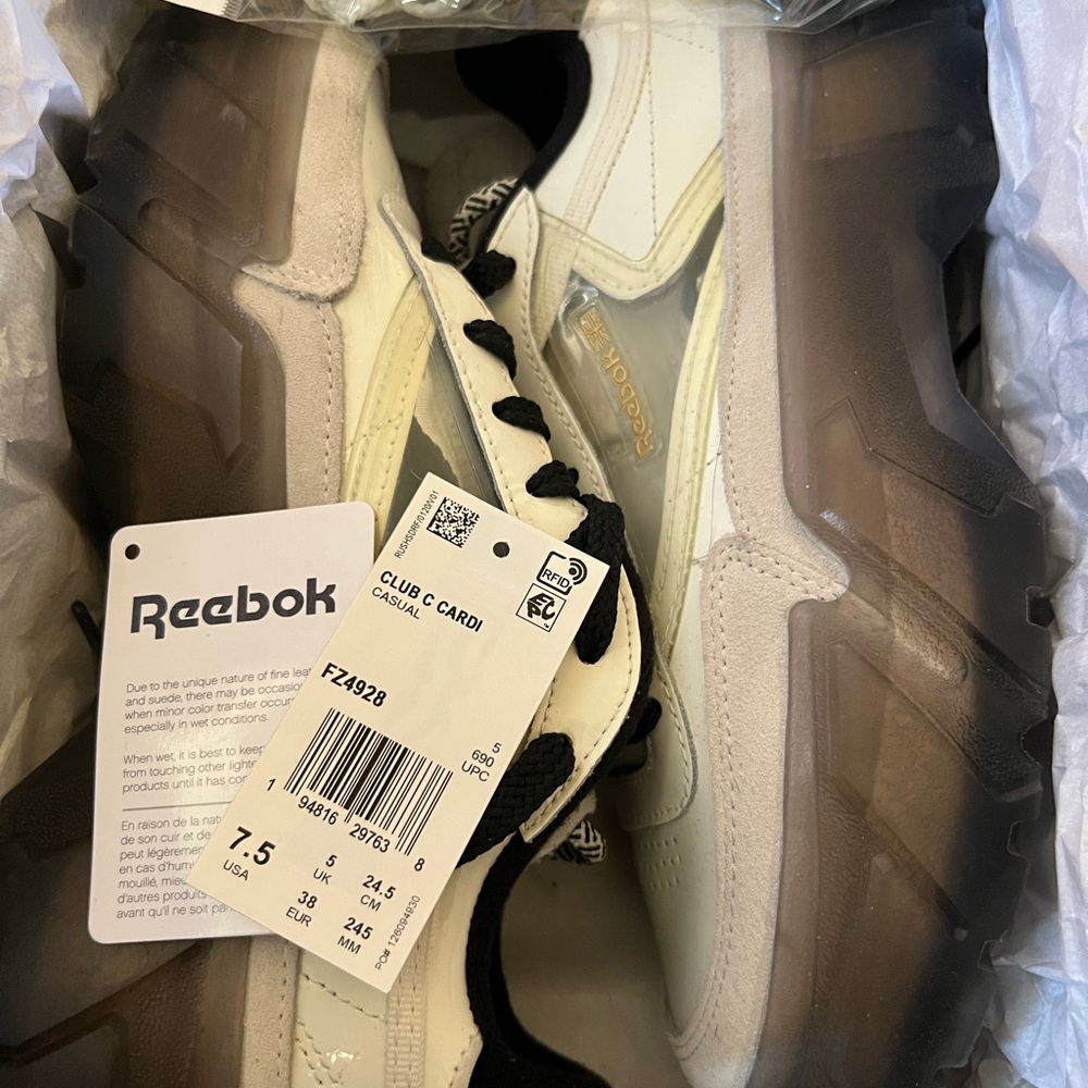 Original Cardi B x Reebok Club C size 7.5, cream